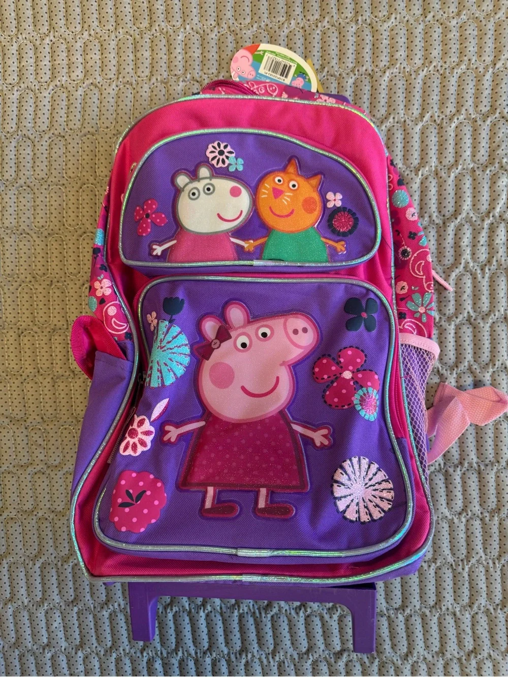 Vintage Y2K peppa Pig Rolling Luggage - Pink, Purple